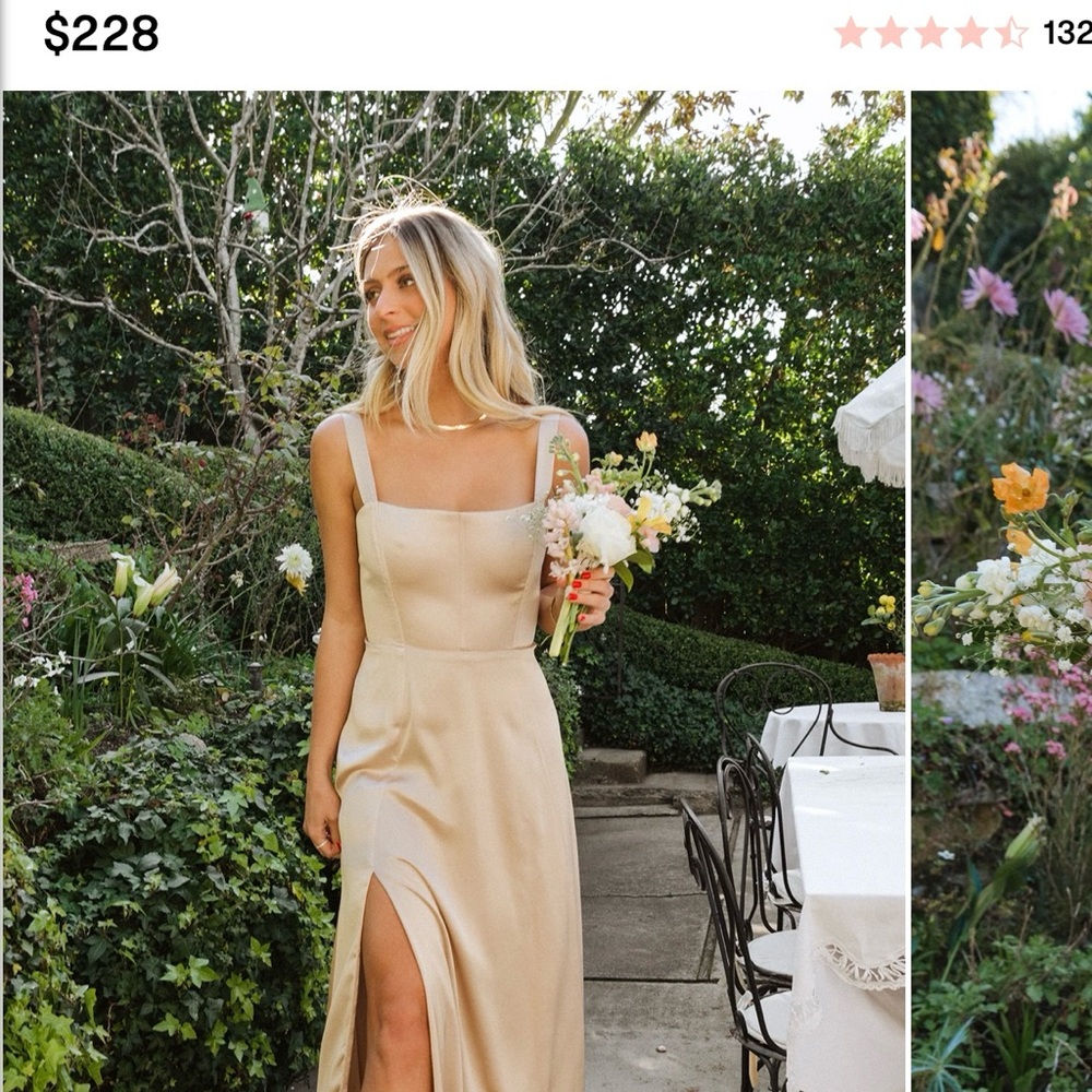 Elegant Champagne Dress with Slit
